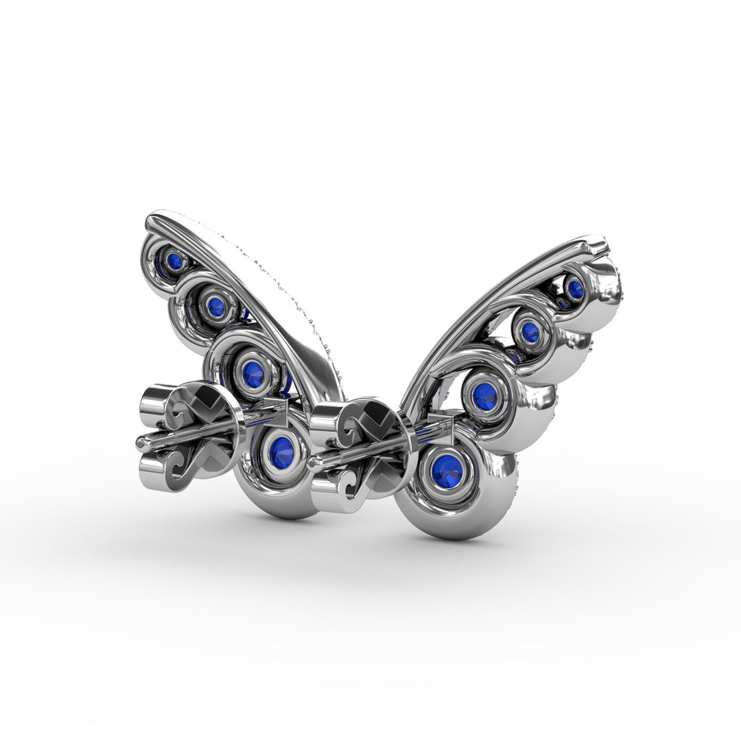 Butterfly Wing Sapphire and Diamond Studs