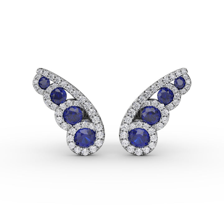 Butterfly Wing Sapphire and Diamond Studs