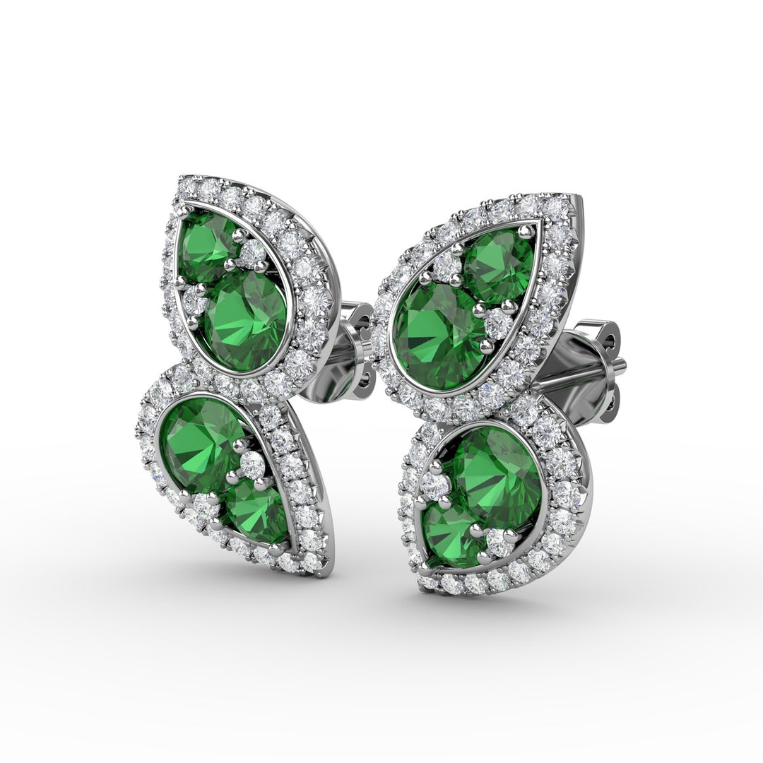 Teardrop Emerald and Diamond Earrings