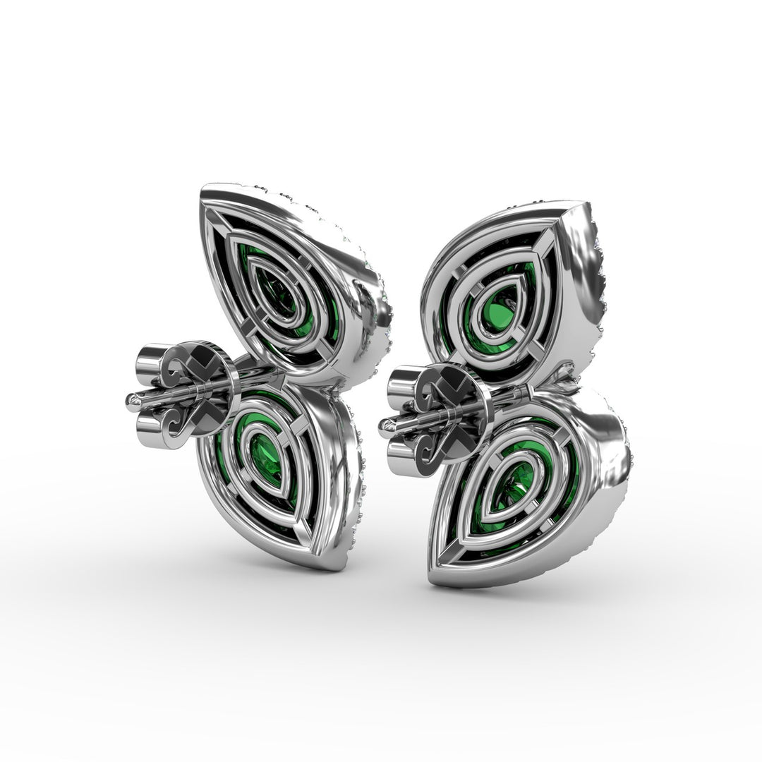 Teardrop Emerald and Diamond Earrings