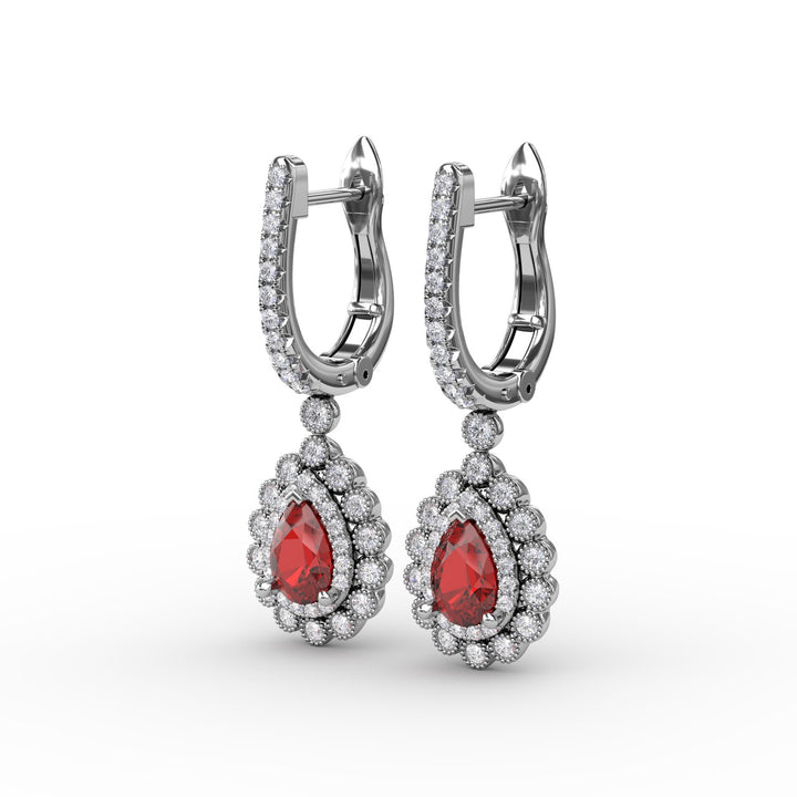 Pear-Shaped Ruby and Diamond Earrings