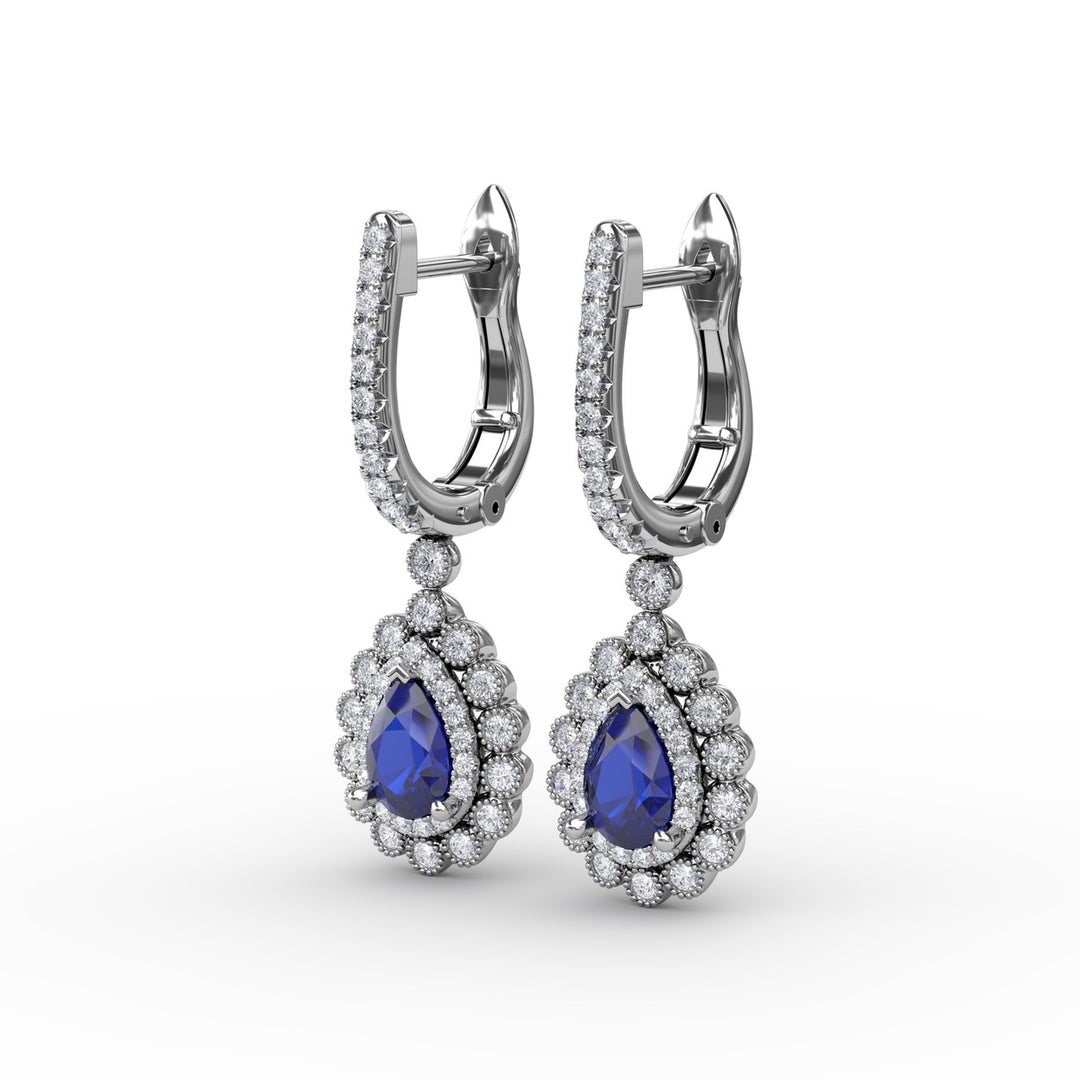 Pear-Shaped Sapphire and Diamond Earrings