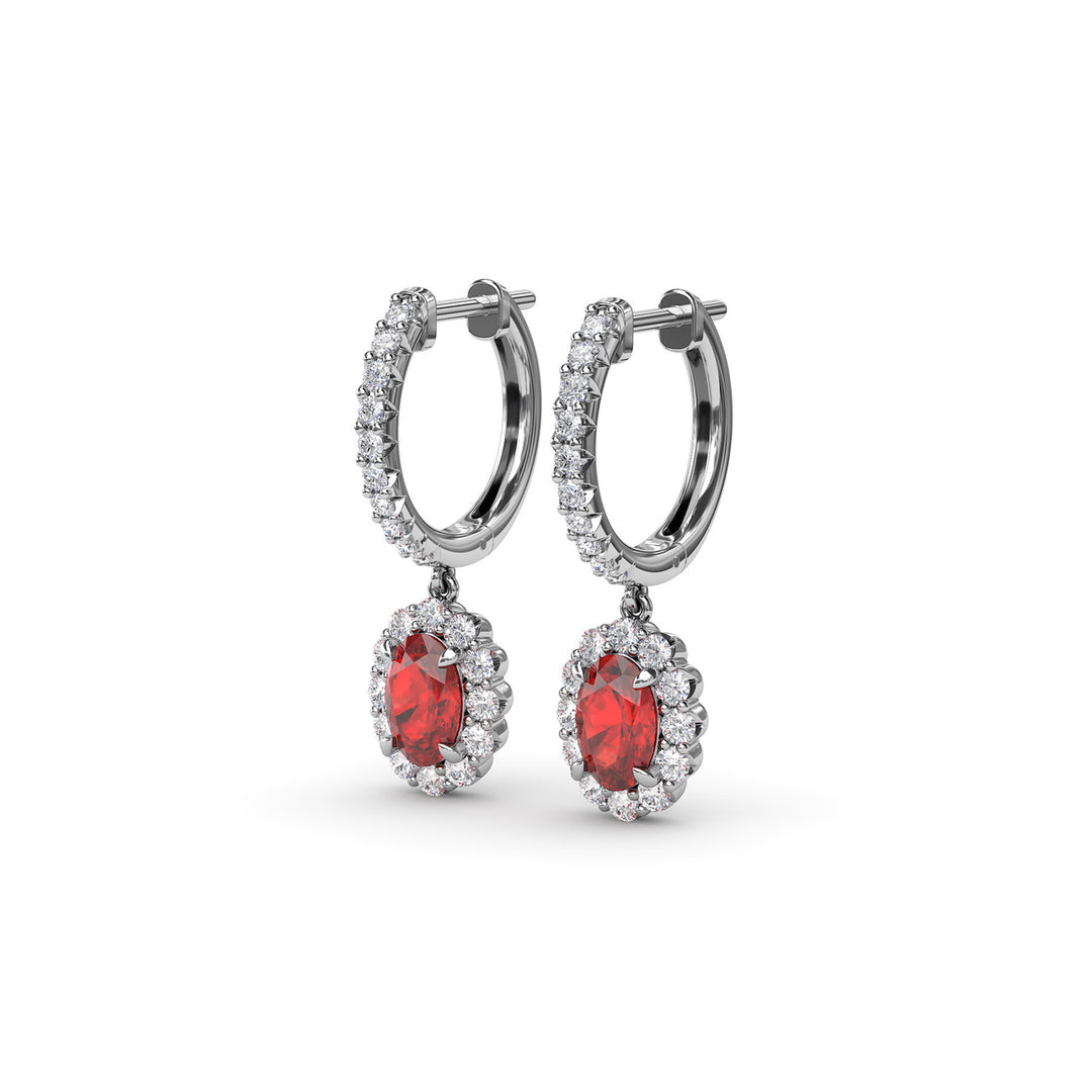 Dazzling Ruby and Diamond Drop Earrings