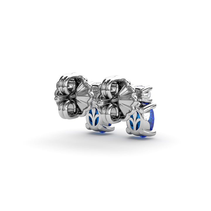 Oval Sapphire and Diamond Stud Earrings