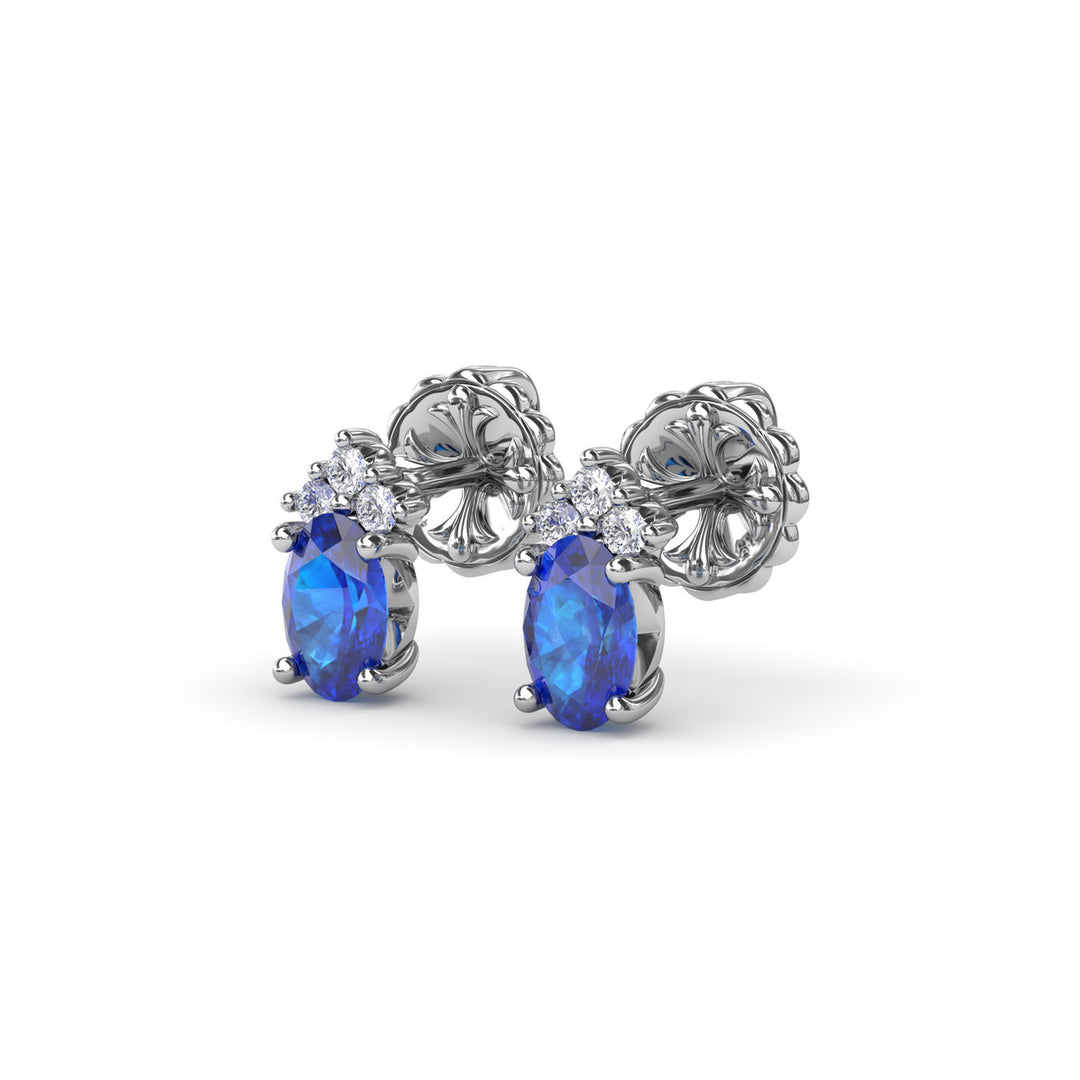 Oval Sapphire and Diamond Stud Earrings