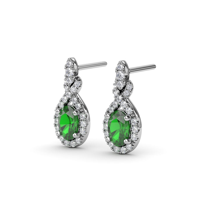 Love Knot Emerald and Diamond Earrings