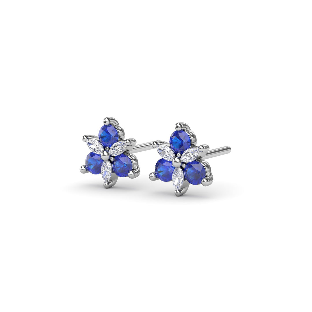 Trio Stud Sapphire and Diamond Earrings