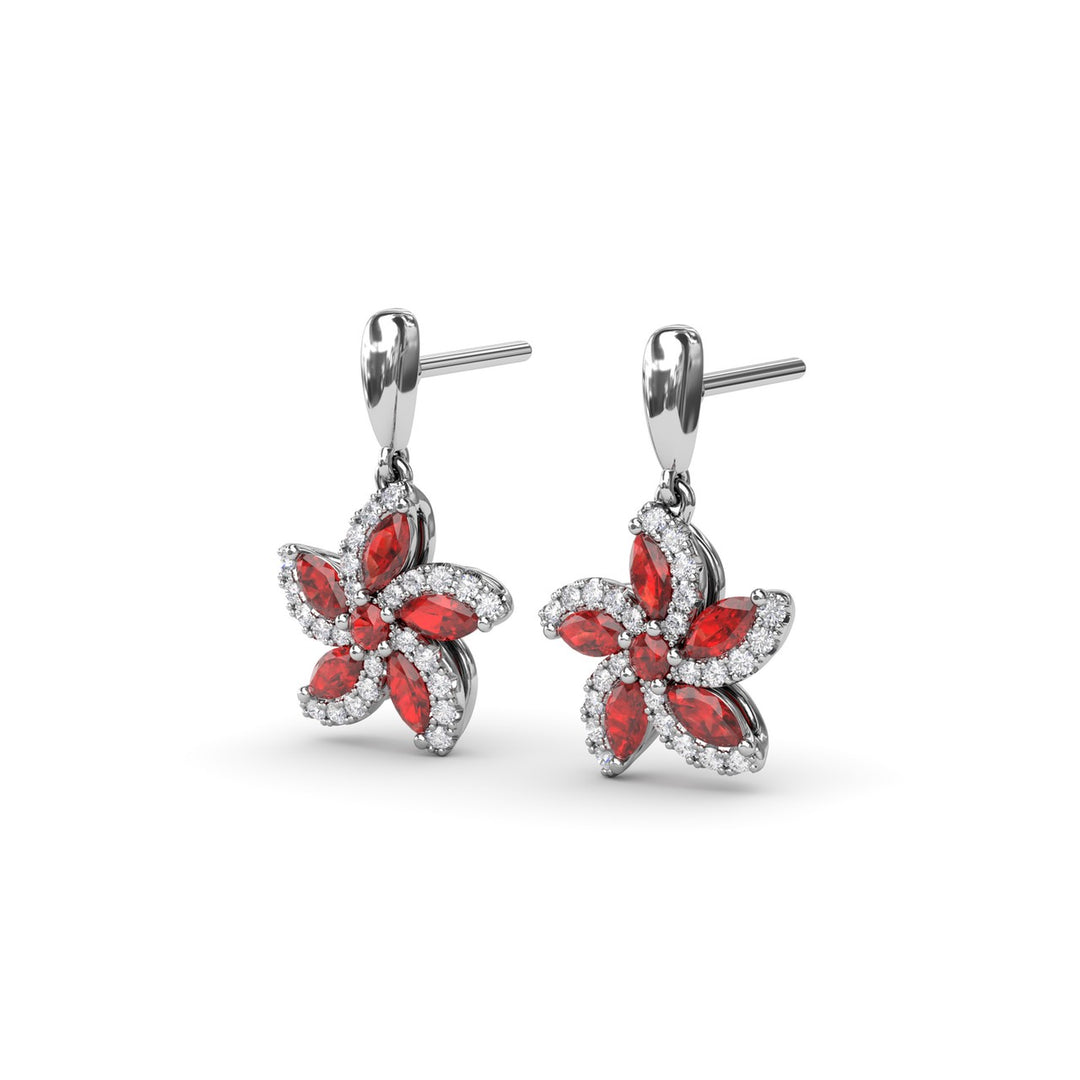 Ruby and Diamond Catalina Drop Earrings