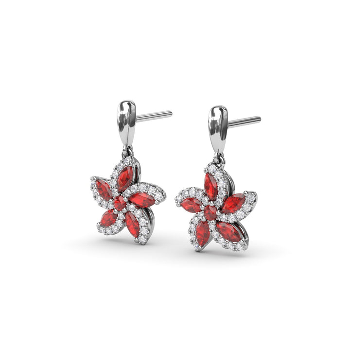 Ruby and Diamond Catalina Drop Earrings