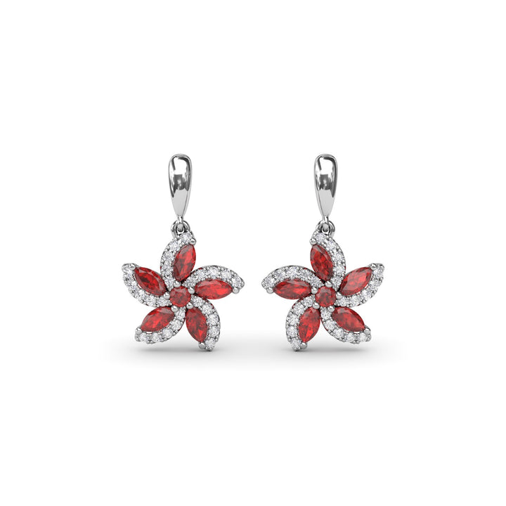 Ruby and Diamond Catalina Drop Earrings