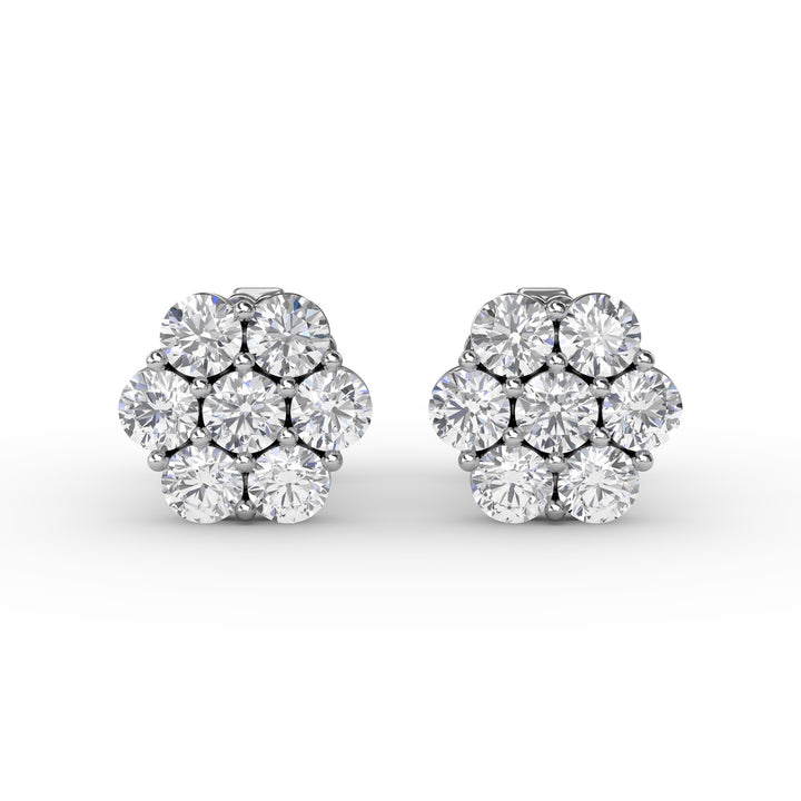 Magnolia Floral Diamond Stud Earrings