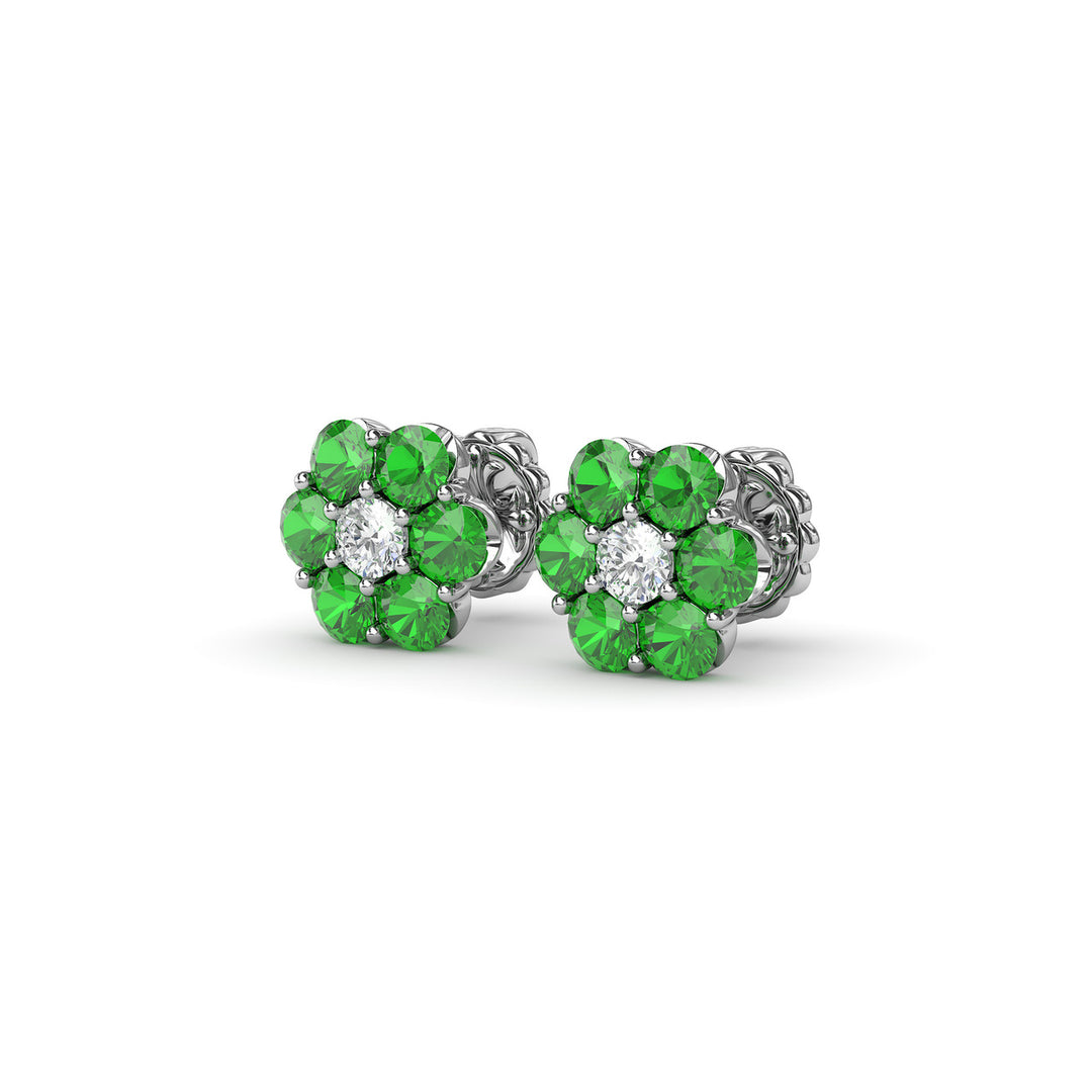 Magnolia Emerald And Diamond Stud Earrings