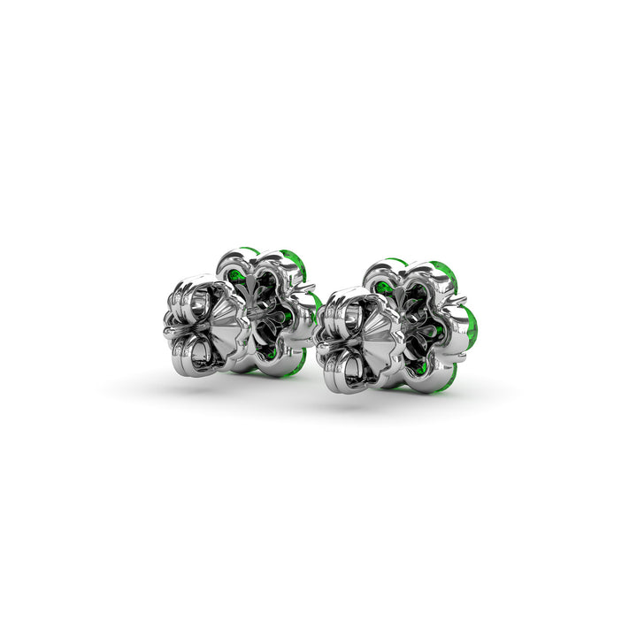 Magnolia Emerald And Diamond Stud Earrings