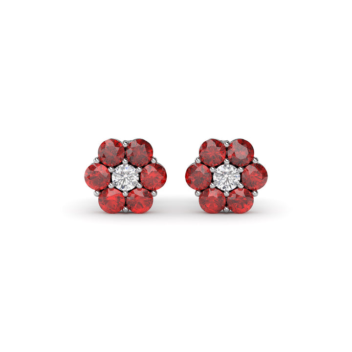 Magnolia Ruby And Diamond Stud Earrings