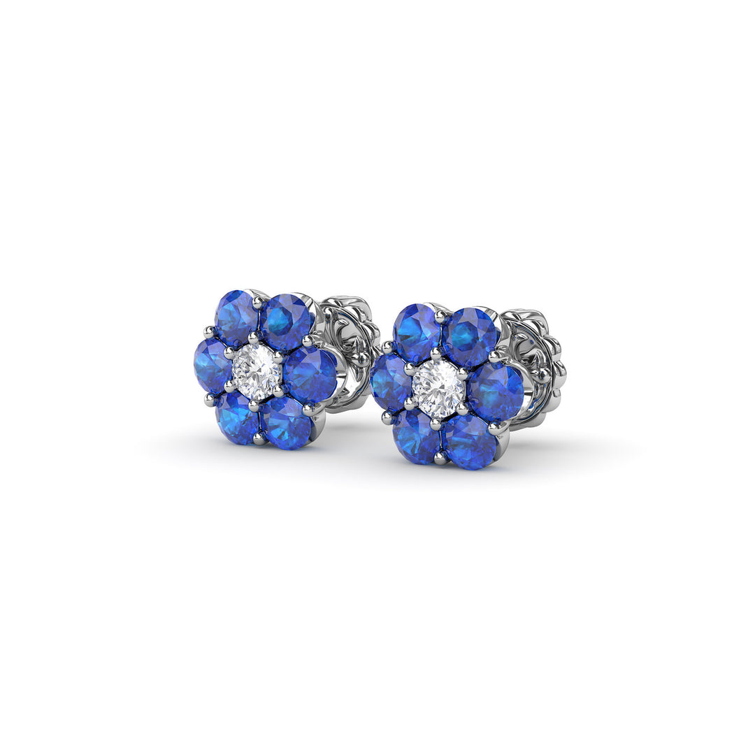 Magnolia Sapphire And Diamond Stud Earrings