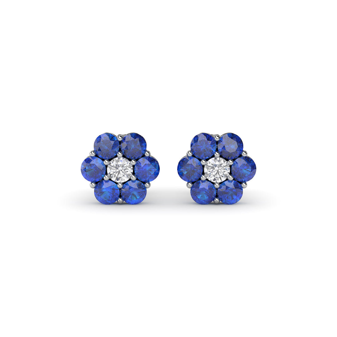 Magnolia Sapphire And Diamond Stud Earrings