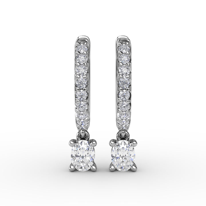 Oval Diamond Drop Earrings