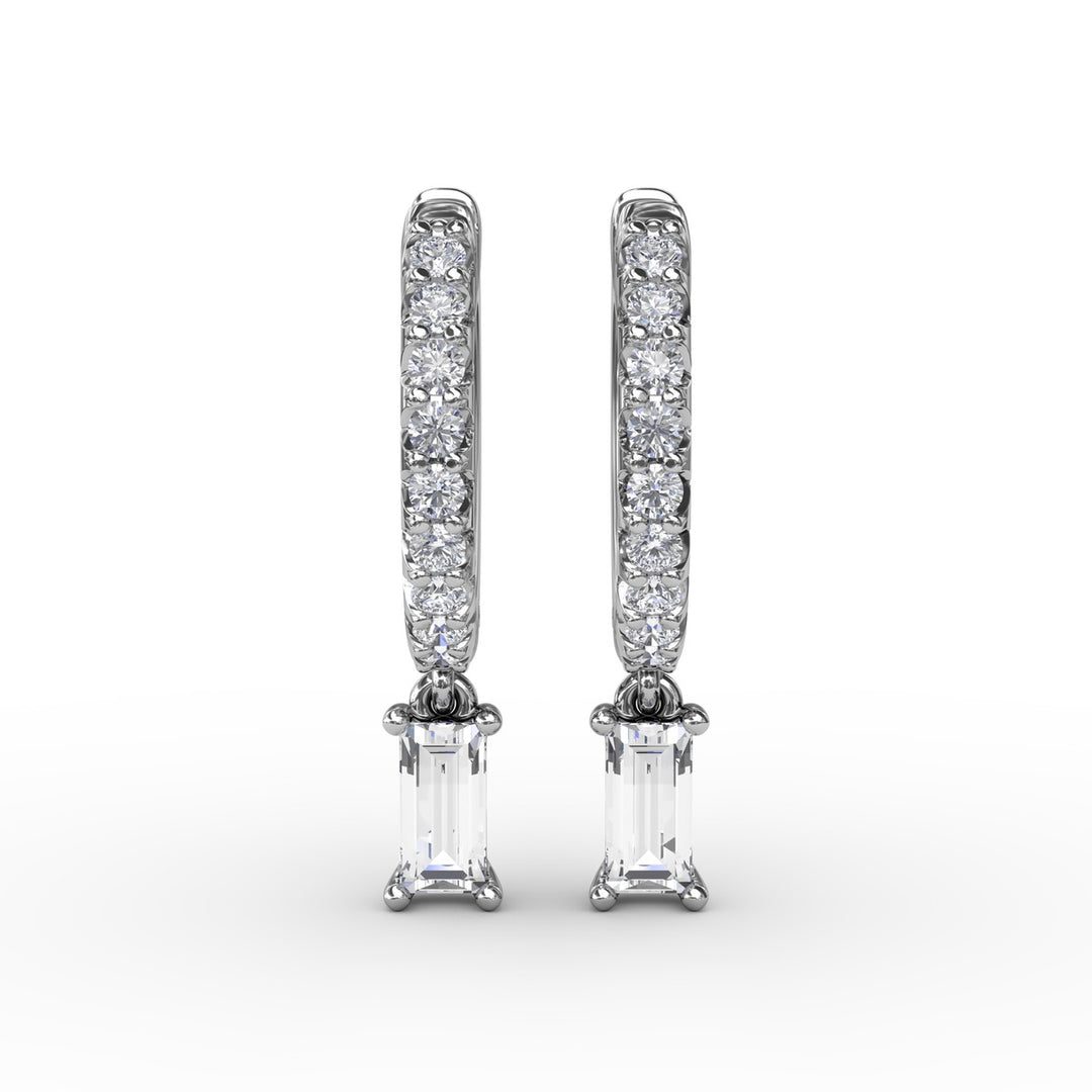 Emerald Cut Diamond Drop Earrings