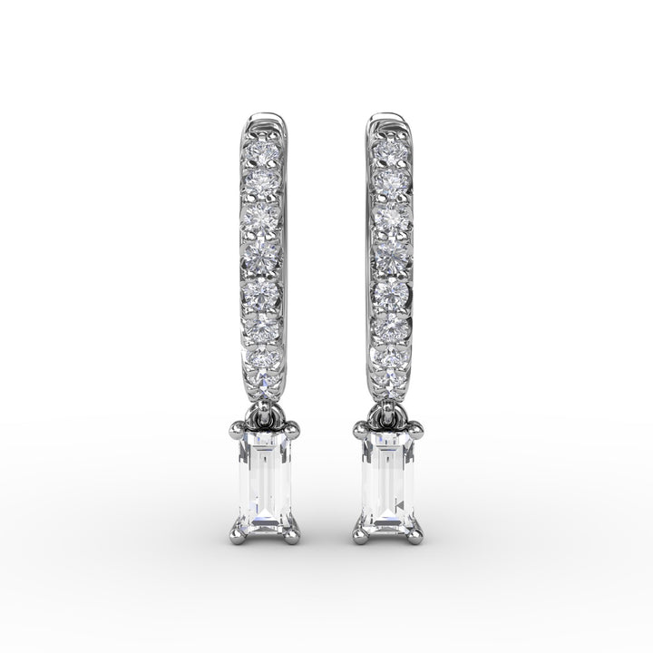 Emerald Cut Diamond Drop Earrings