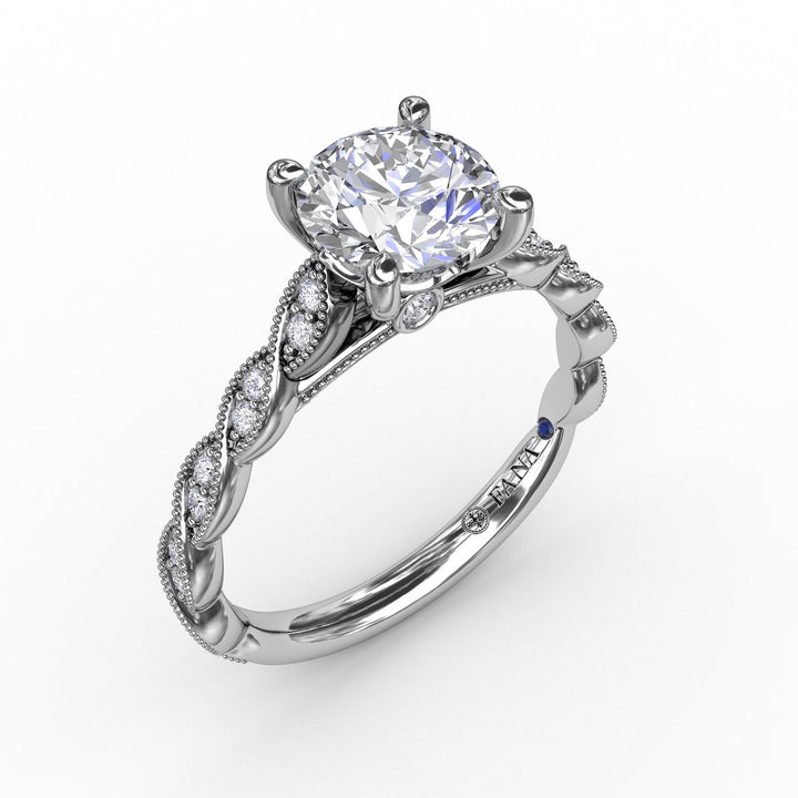 Classic Diamond Solitaire Engagement Ring With Diamond Twist Band