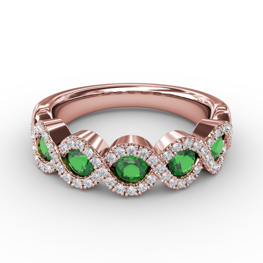 Hold Me Close Emerald and Diamond Twist Ring