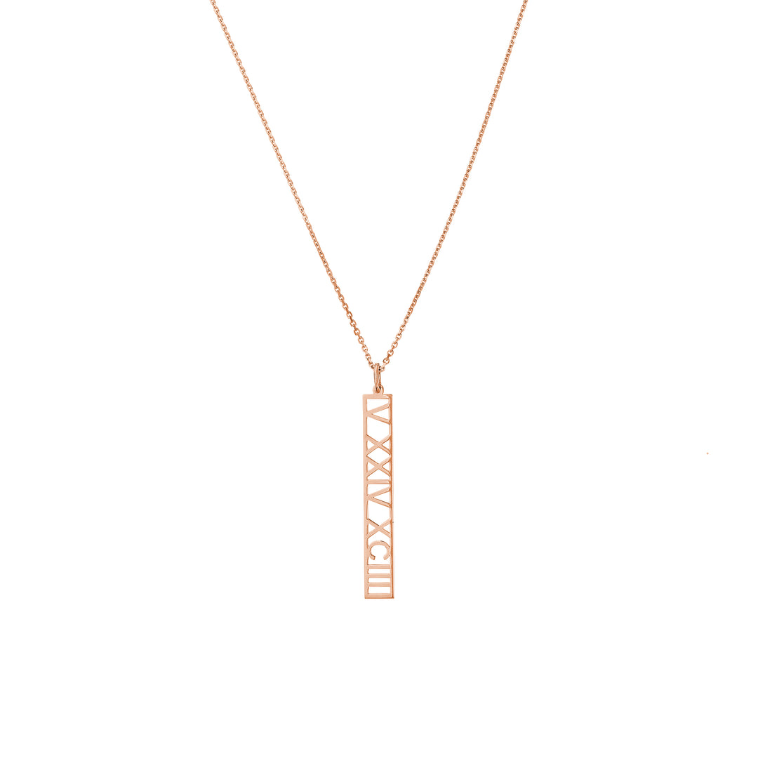 5mm Vertical Roman Numeral Pendant Necklace