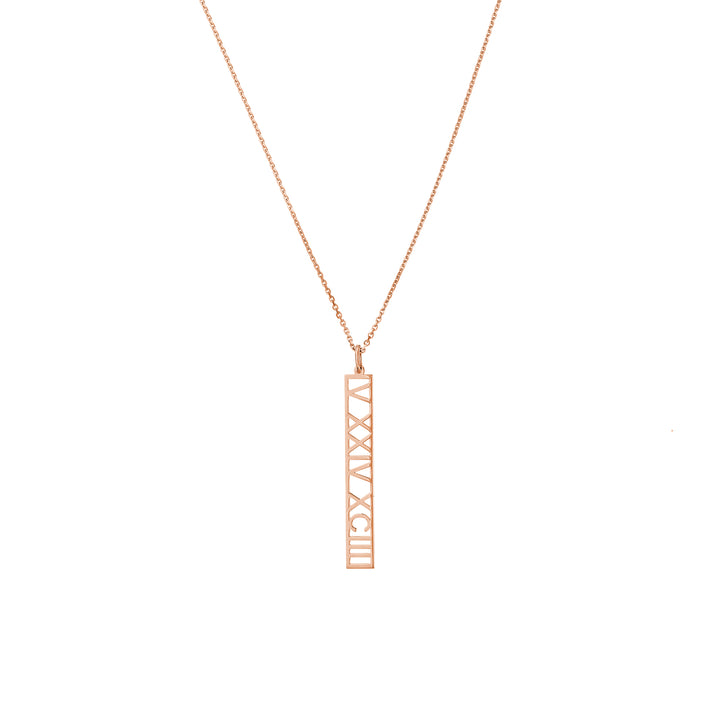 5mm Vertical Roman Numeral Pendant Necklace