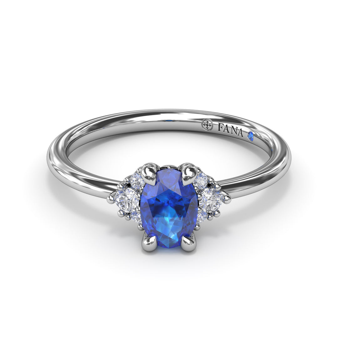 Sapphire and Diamond Cluster Ring