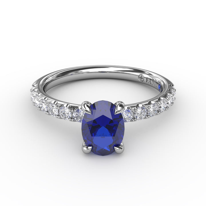 Striking Solitaire Sapphire And Diamond Ring