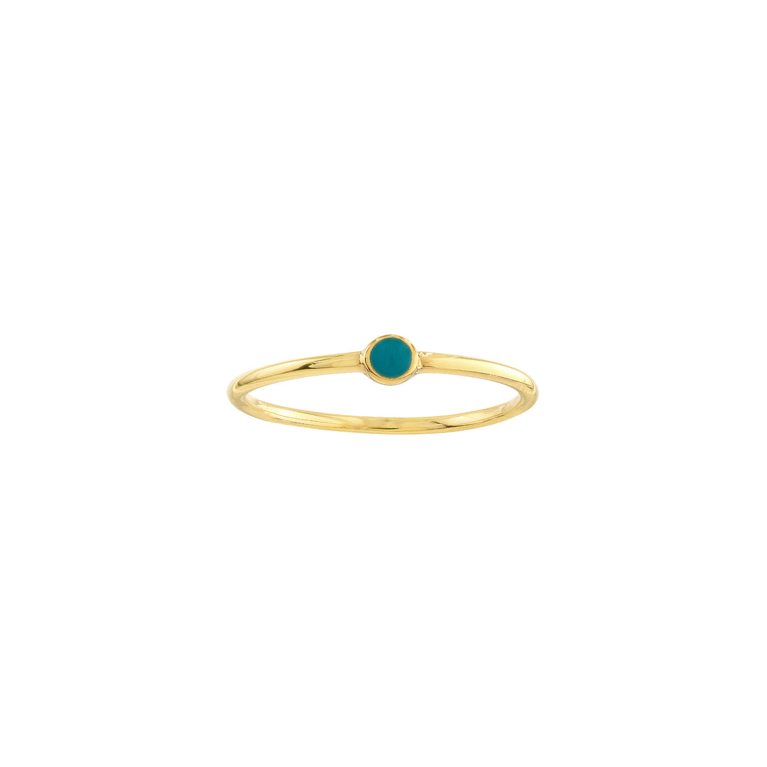 Turquoise Enamel Bezel Wire Ring