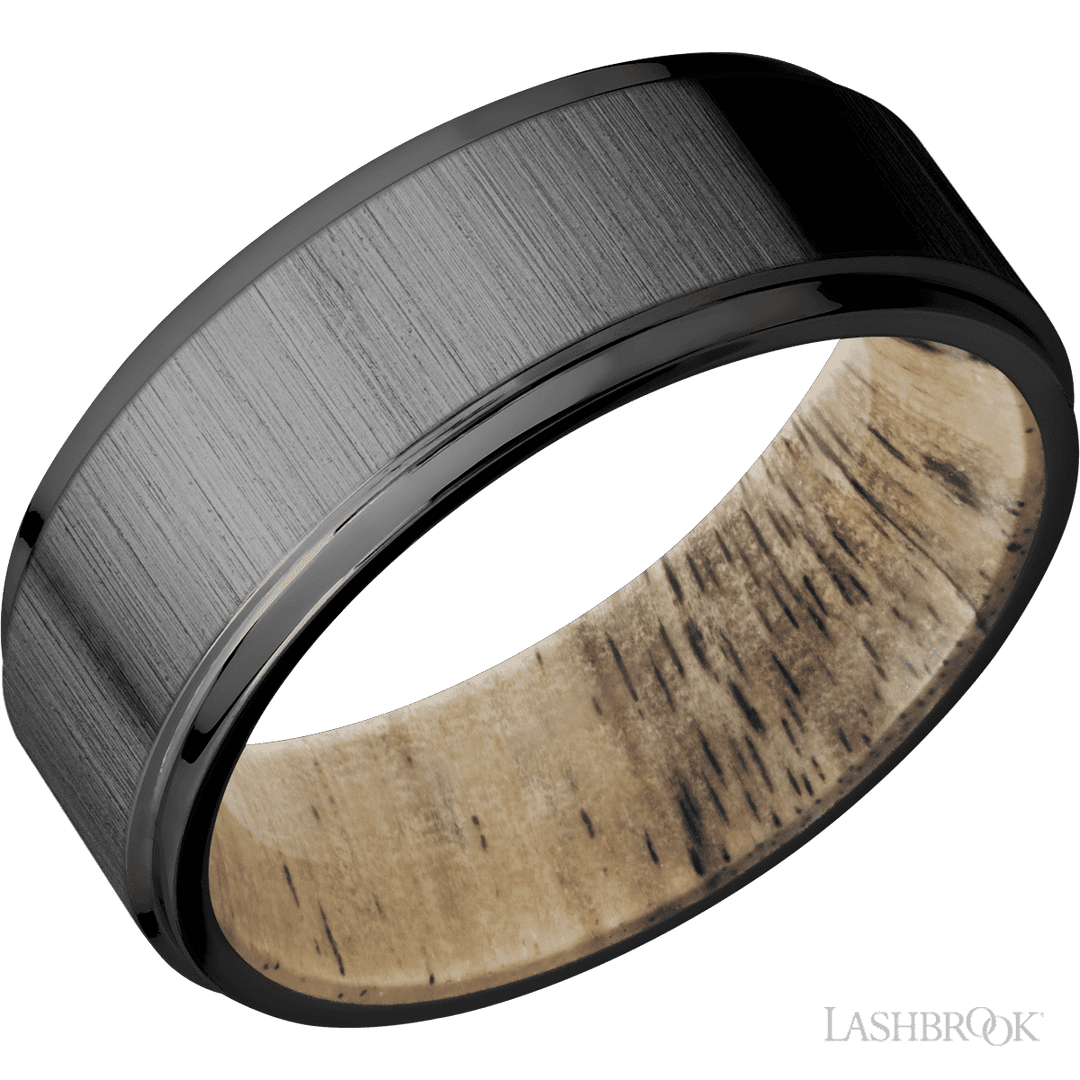 Zirconium with Crosssatinblack , Polish Finish and Spalted Tamarind