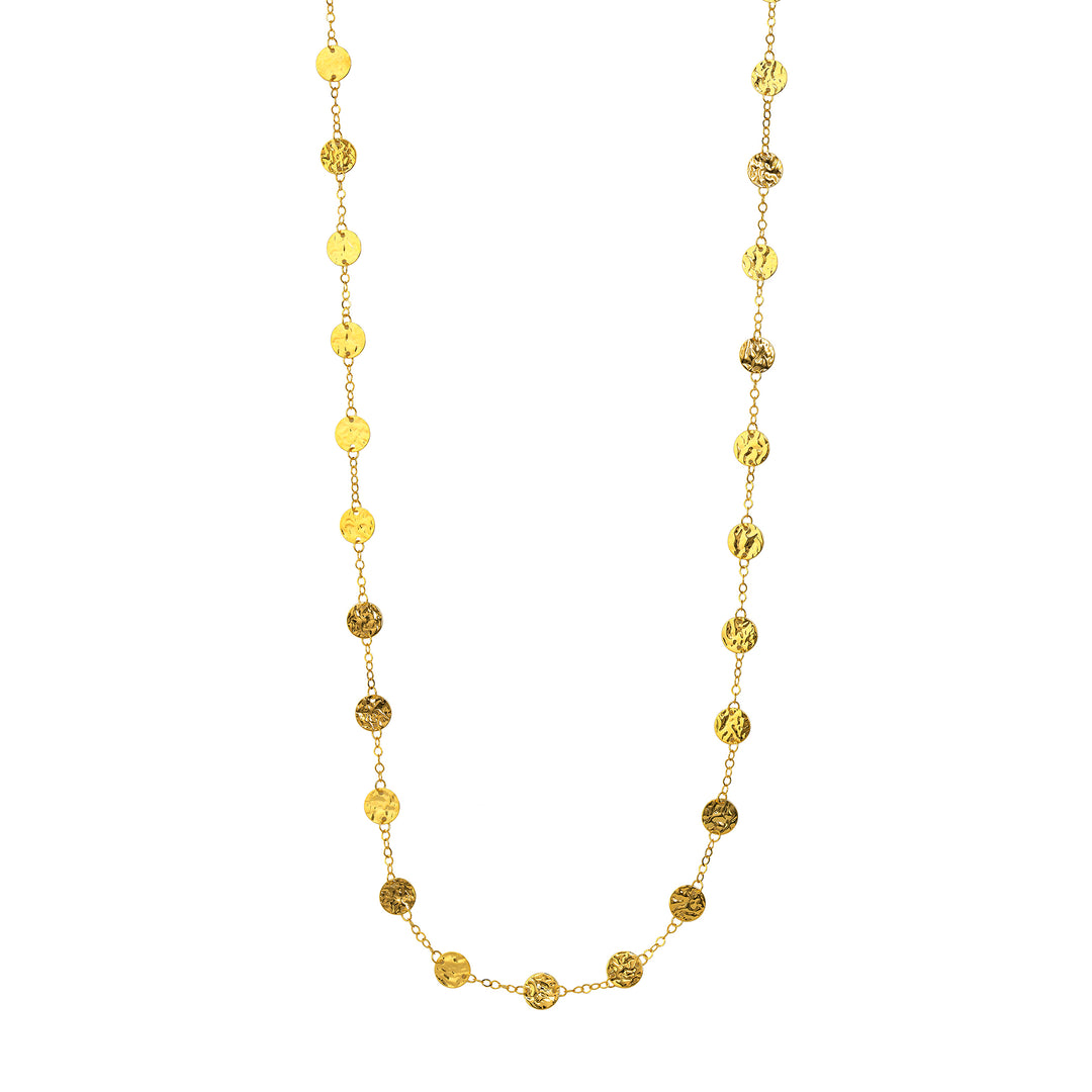 Long Chain Necklace with Hammered Discs