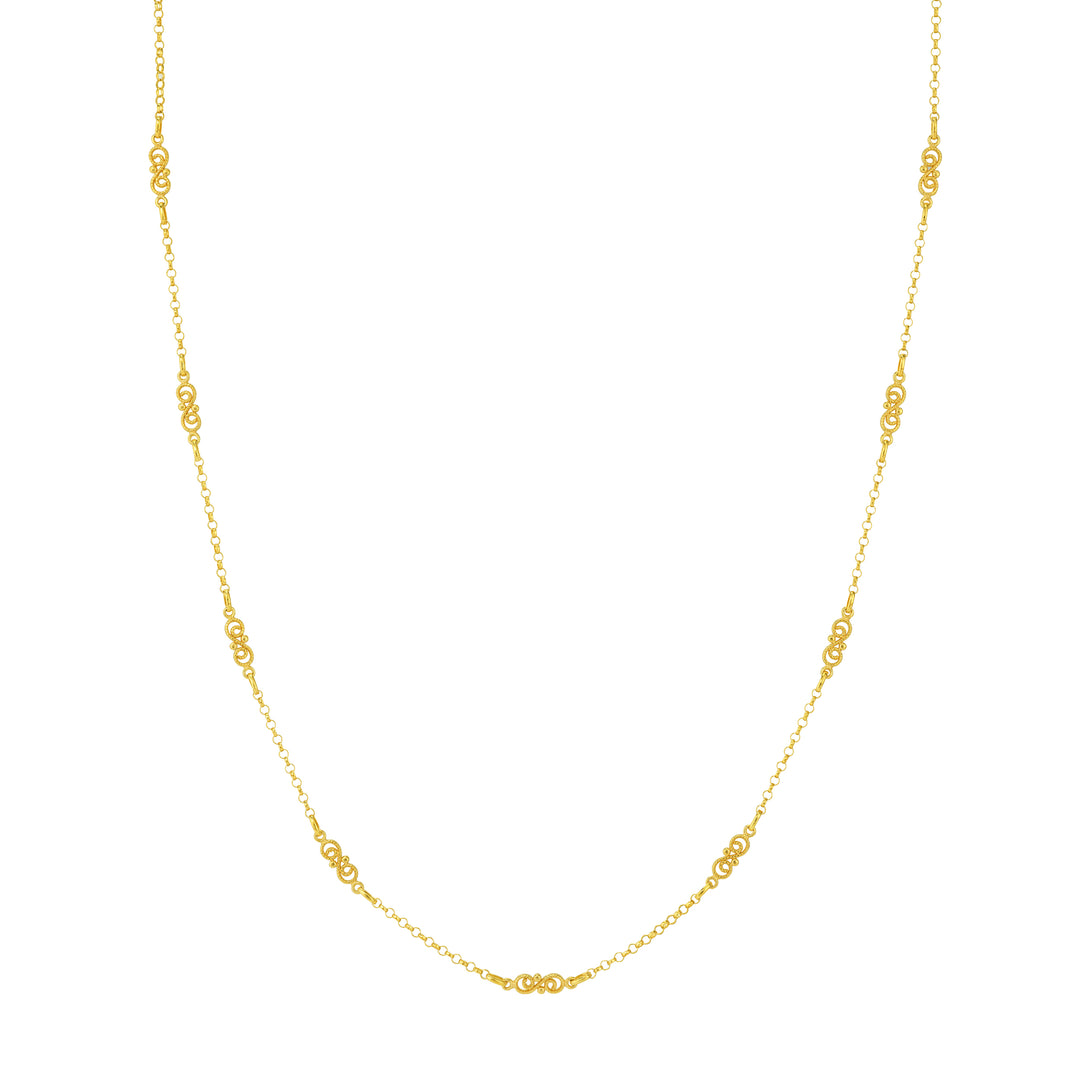 Rolo Chain with Twisted Stations Necklace