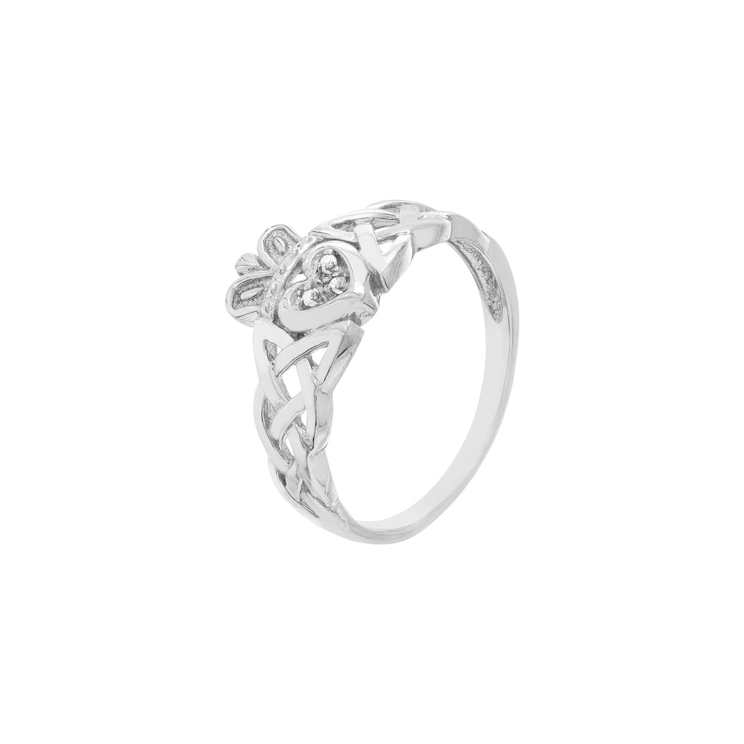 Braided Claddagh Ring with Diamond Accent