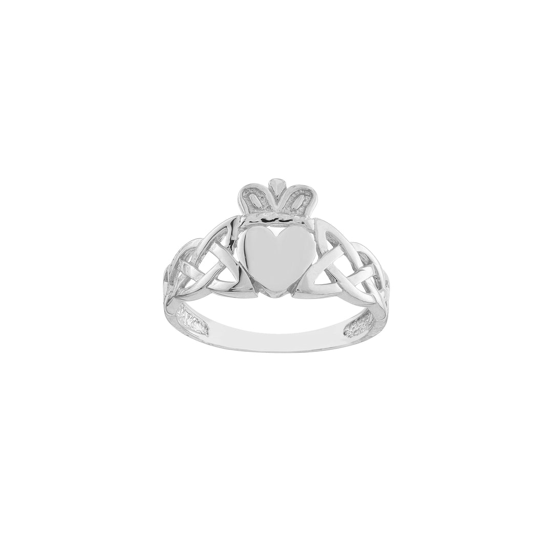 High-Polished Braided Claddagh Ring