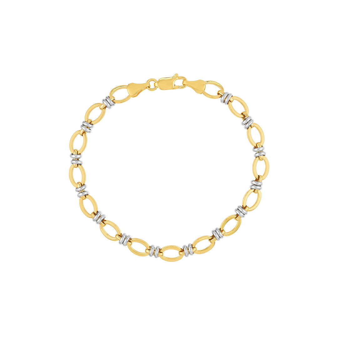 Two-Tone Flat Oval Link Bracelet