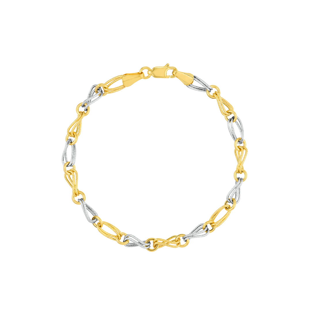 Two-Tone Textured Wavy Oval and Circle Bracelet