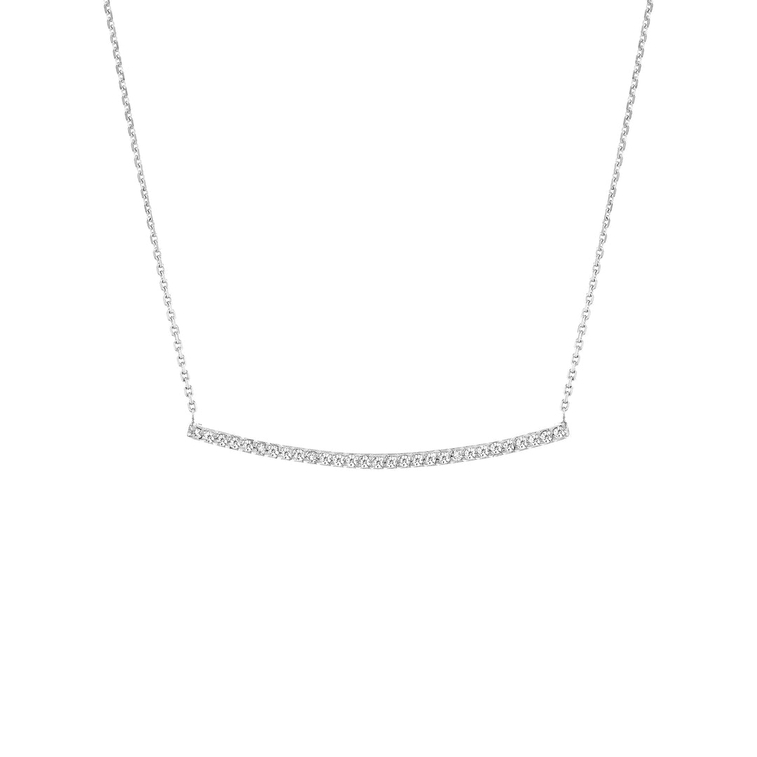 Curved Bar Adj. Necklace with 1/6tcw Diamond