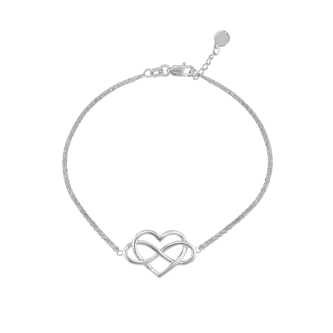 Sterling Silver Infinity in Heart Adjustable Bracelet