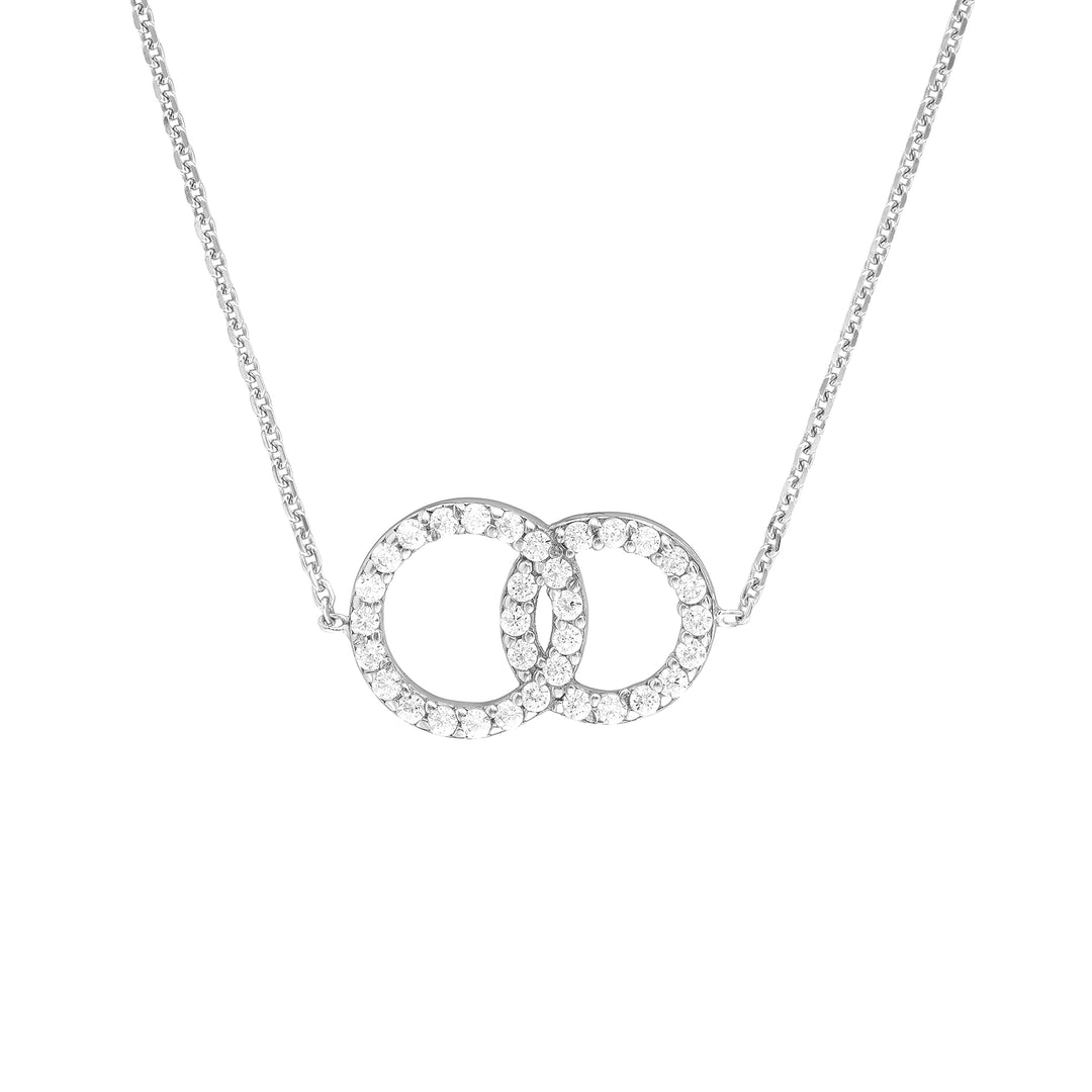 Sterling Silver CZ Interlocking Circles Necklace