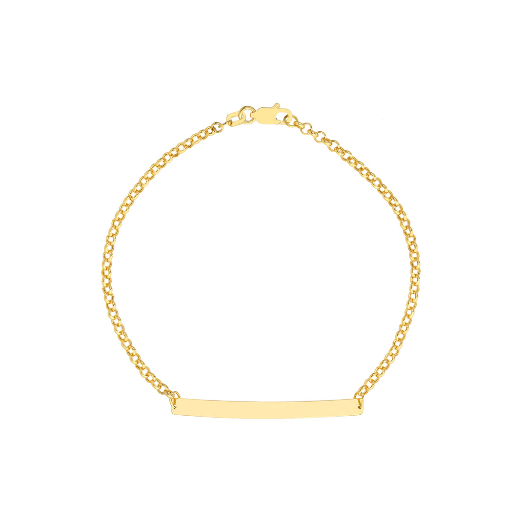 Engravable ID Bar Rolo Chain Bracelet