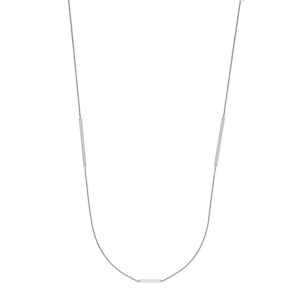 Sterling Silver Staple Bar Station Long Necklace