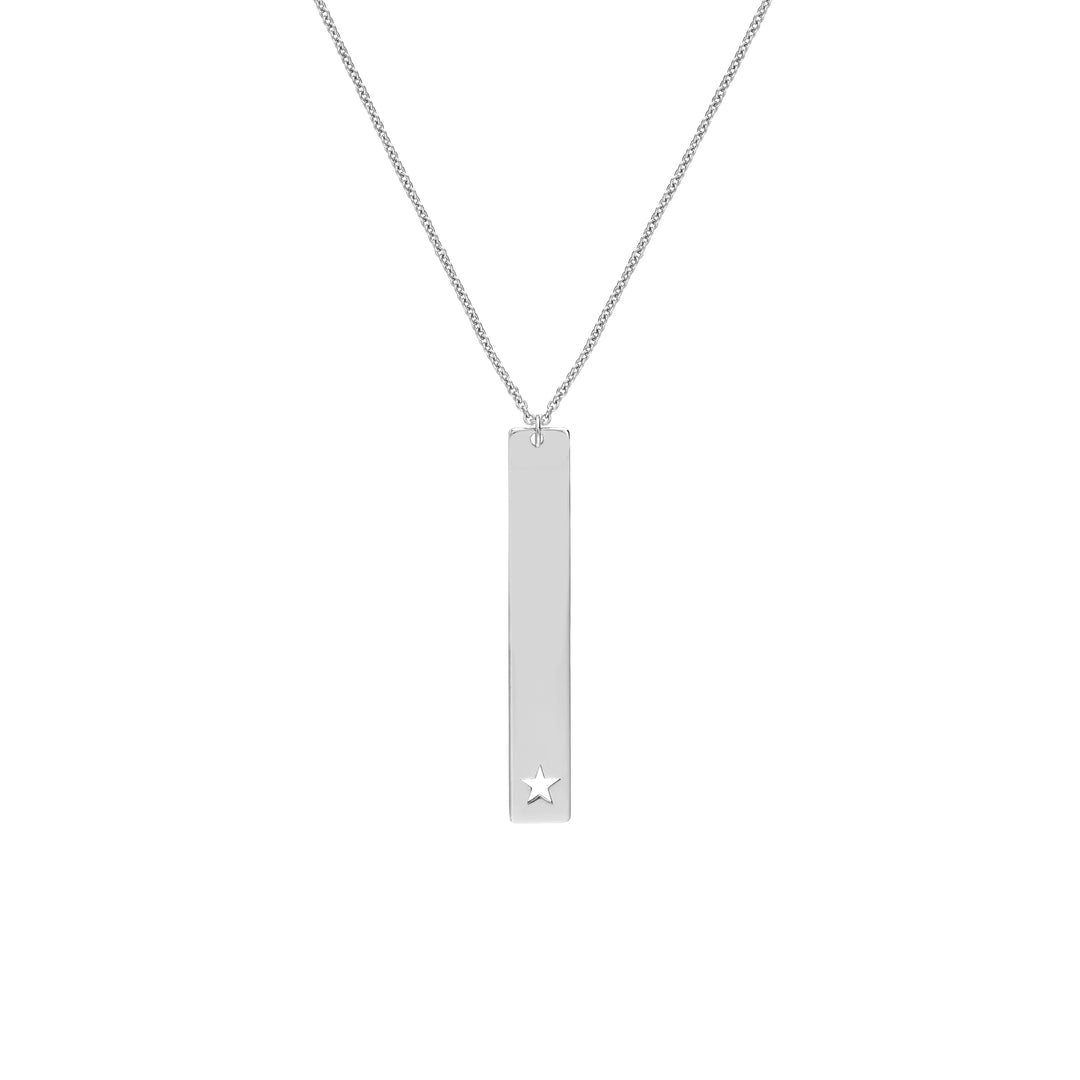 Plated Sterling Silver Vertical Bar Star Necklace