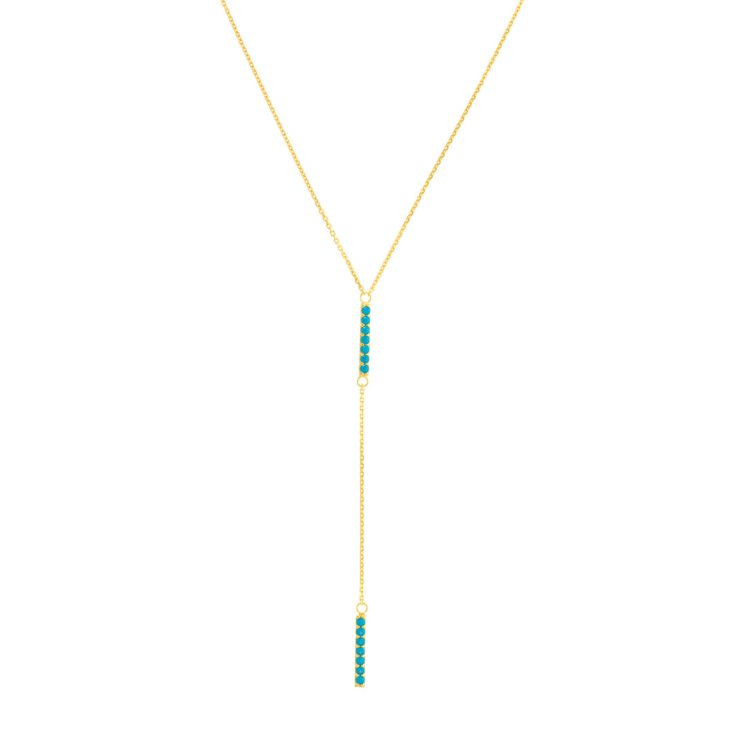 Simulated Turquoise Staple Lariat Necklace