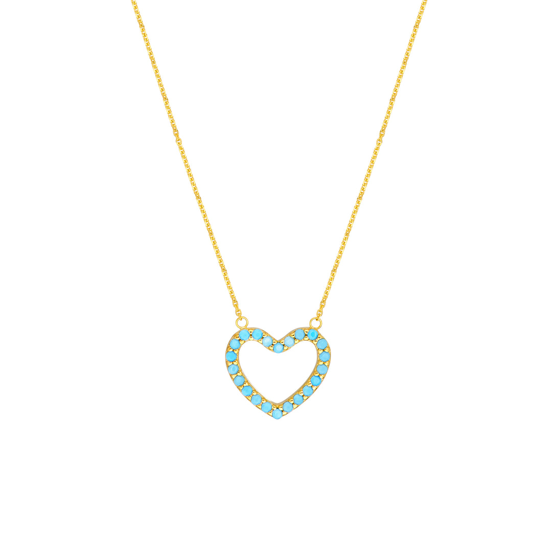 Simulated Turquoise Open Heart Adj. Necklace