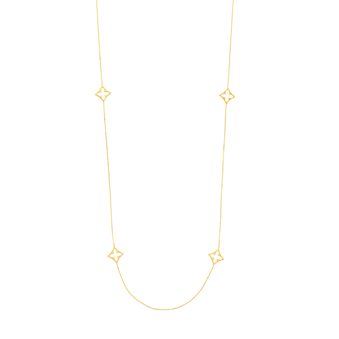 Long Chain Necklace with Floral Stations