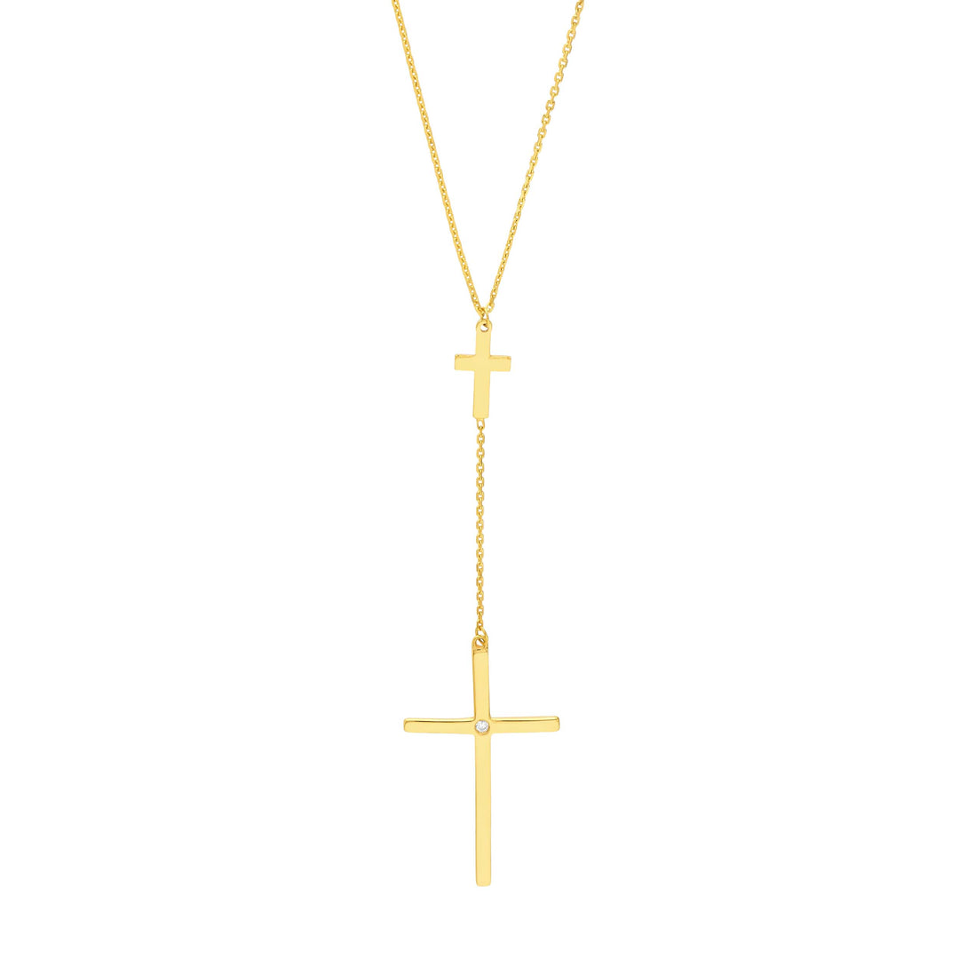 1pt Diamond Cross Duo Adjustable Necklace