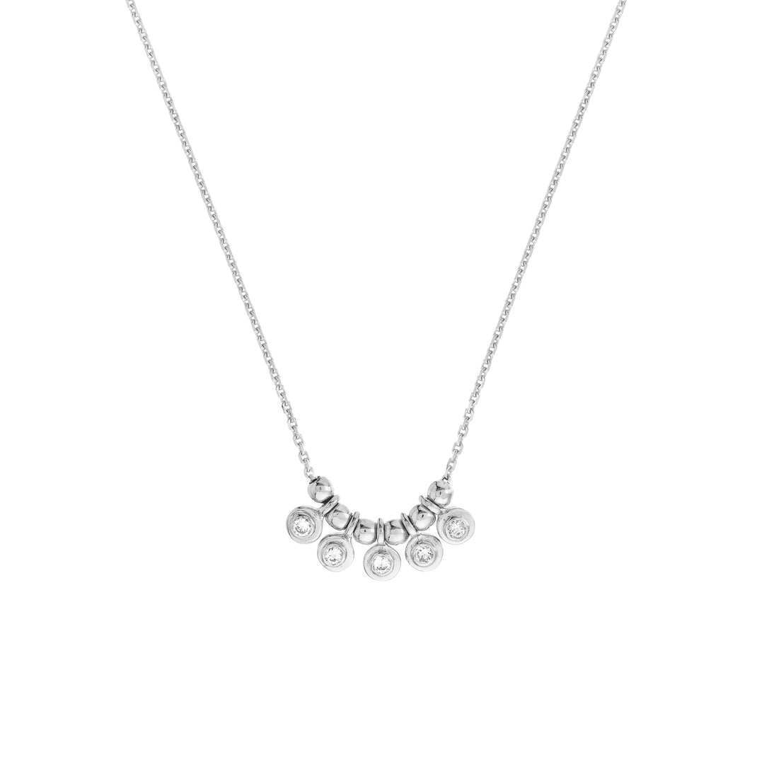 Mini Diamond Bezel and Bead Necklace