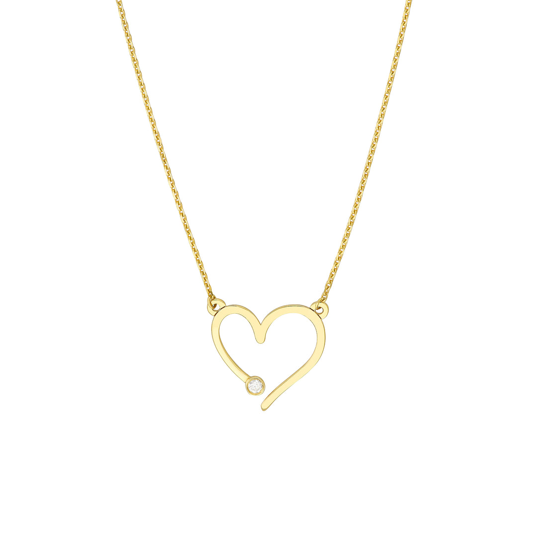 Open Heart with Diamond Adjustable Necklace