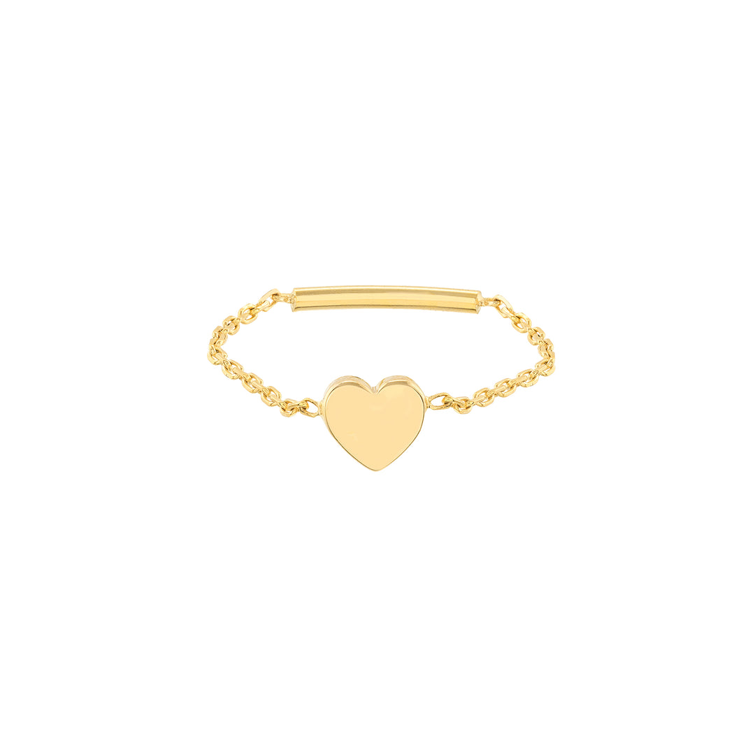 Mini Heart Ring on Chain with Sizing Bar